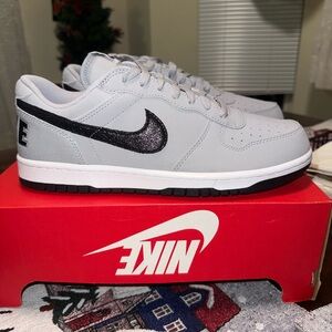 Big Nike Low Lux Light Gray Sneakers with Black Logo size 11 new/box without lid